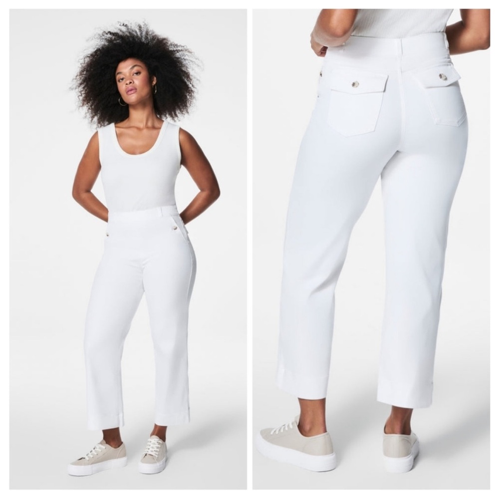 NWT Spanx Stretch Twill Cropped Pant in Bright White